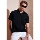 Buratti Pamuklu Regular Fit Yarım Fermuarlı Polo Yaka T Shirt Erkek Polo Yaka T Shirt 5902972 - Siyah - 2XL