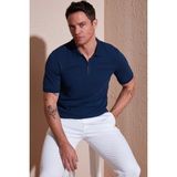 Buratti Pamuklu Regular Fit Yarım Fermuarlı Polo Yaka T Shirt Erkek Polo Yaka T Shirt 5903008 - İndigo