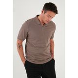 Buratti Pamuklu Regular Fit Yarım Fermuarlı Polo Yaka T Shirt Erkek Polo Yaka T Shirt 5903008 - Toprak