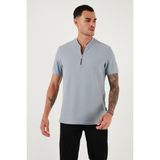 Buratti Pamuklu Regular Fit Yarım Fermuarlı T Shirt Erkek T Shirt 5902653 - 2XL - Açık Gri