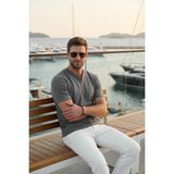 Buratti Pamuklu Regular Fit Yarım Fermuarlı T Shirt Erkek T Shirt 5902653 - Açık Haki - XL