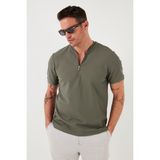 Buratti Pamuklu Regular Fit Yarım Fermuarlı T Shirt Erkek T Shirt 5902653 - Haki