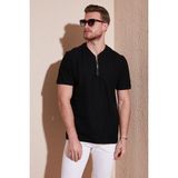 Buratti Pamuklu Regular Fit Yarım Fermuarlı T Shirt Erkek T Shirt 5902653 - Siyah