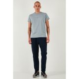Buratti Pamuklu Regular Fit Yüksek Bel Düz Paça Çimalı Jogger Pantolon Erkek Pantolon 5908058 - Lacivert - 2XL
