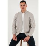 Buratti Pamuklu Relaxed Fit Dik Yaka Fermuarlı Erkek Hırka 5901075 Taş