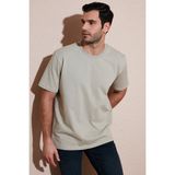 Buratti Pamuklu Relaxed Fit Sıfır Yaka T Shirt Erkek T Shirt 5905446 - Açık Taş - XL