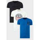 Buratti Pamuklu Slim Fit Bisiklet Yaka Baskılı 3'lü Paket T Shirt Erkek T Shirt 541S31 - Beyaz - Parlament