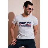 Buratti Pamuklu Slim Fit Bisiklet Yaka Baskılı T Shirt Erkek T Shirt 541HIGHER - Açık Melanj
