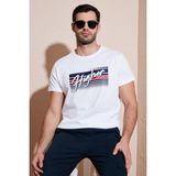 Buratti Pamuklu Slim Fit Bisiklet Yaka Baskılı T Shirt Erkek T Shirt 541HIGHER - Beyaz