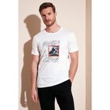 Buratti Pamuklu Slim Fit Bisiklet Yaka T Shirt Erkek T Shirt 646R8320 - Ekru