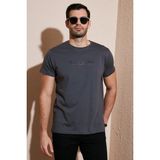 Buratti Pamuklu Slim Fit Bisiklet Yaka Yazılı T Shirt Erkek T Shirt 541ENJOY - Füme
