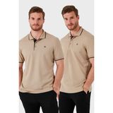 Buratti Pamuklu Slim Fit Düğmeli 2'li Paket Polo Yaka T Shirt Erkek Polo Yaka T Shirt 5902118S2 - Vizon - Vizon