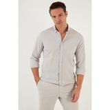 Buratti Pamuklu Slim Fit Düğmeli Yaka Gömlek Erkek Gömlek CF23S112237 - Haki - Beyaz