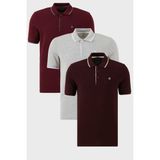 Buratti Pamuklu Slim Fit Şerit Detaylı Düğmeli Polo Yaka 3'lü Paket T Shirt Erkek T Shirt 5902118S3 - Bordo - Gri - Beyaz