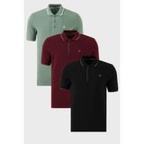 Buratti Pamuklu Slim Fit Şerit Detaylı Düğmeli Polo Yaka 3'lü Paket T Shirt Erkek T Shirt 5902118S3 - Elma Yeşili