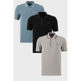 Buratti Pamuklu Slim Fit Şerit Detaylı Düğmeli Polo Yaka 3'lü Paket T Shirt Erkek T Shirt 5902118S3 - Gri - Mavi - Siyah