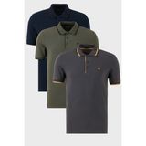 Buratti Pamuklu Slim Fit Şerit Detaylı Düğmeli Polo Yaka 3'lü Paket T Shirt Erkek T Shirt 5902118S3 - Haki - Bordo - Lacivert