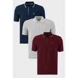 Buratti Pamuklu Slim Fit Şerit Detaylı Düğmeli Polo Yaka 3'lü Paket T Shirt Erkek T Shirt 5902118S3 - Lacivert - Bordo - Gri