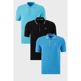 Buratti Pamuklu Slim Fit Şerit Detaylı Düğmeli Polo Yaka 3'lü Paket T Shirt Erkek T Shirt 5902118S3 - Mavi - Mavi - Siyah