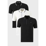 Buratti Pamuklu Slim Fit Şerit Detaylı Düğmeli Polo Yaka 3'lü Paket T Shirt Erkek T Shirt 5902118S3 - Siyah - Beyaz - Siyah