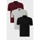 Buratti Pamuklu Slim Fit Şerit Detaylı Düğmeli Polo Yaka 3'lü Paket T Shirt Erkek T Shirt 5902118S3 - Siyah - Gri - Bordo