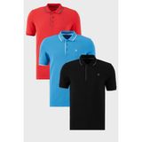 Buratti Pamuklu Slim Fit Şerit Detaylı Düğmeli Polo Yaka 3'lü Paket T Shirt Erkek T Shirt 5902118S3 - Siyah - Kırmızı - Koyu Mavi