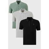 Buratti Pamuklu Slim Fit Şerit Detaylı Düğmeli Polo Yaka 3'lü Paket T Shirt Erkek T Shirt 5902118S3 - Siyah - Yeşil - Gri