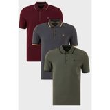 Buratti Pamuklu Slim Fit Şerit Detaylı Düğmeli Polo Yaka 3'lü Paket T Shirt Erkek T Shirt 5902118S3 - Yeşil - Gri - Bordo