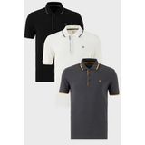 Buratti Pamuklu Slim Fit Şerit Detaylı Düğmeli Polo Yaka 3'lü T Shirt Erkek T Shirt 5902118S3 - Siyah - Beyaz - Antrasit