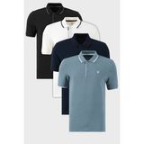 Buratti Pamuklu Slim Fit Şerit Detaylı Düğmeli Polo Yaka 4'lü Paket T Shirt Erkek T Shirt 5902118S4 - Siyah - Beyaz - Lacivert