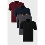 Buratti Pamuklu Slim Fit Şerit Detaylı Düğmeli Polo Yaka 4'lü Paket T Shirt Erkek T Shirt 5902118S4 - Siyah - Bordo - Lacivert