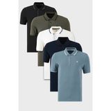 Buratti Pamuklu Slim Fit Şerit Detaylı Düğmeli Polo Yaka 5'li Paket T Shirt Erkek T Shirt 5902118S5 - Siyah - Beyaz - Lacivert - Bordo