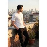 Buratti Pamuklu Slim Fit V Yaka T Shirt Erkek T Shirt 5902719 - Ekru
