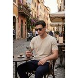 Buratti Pamuklu Slim Fit V Yaka T Shirt Erkek T Shirt 5902719 - Taş