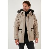 Buratti Peluş Astarlı Suya ve Rüzgara Dayanıklı Soğuk Geçirmez Slim Fit Mont Erkek MONT 5711051 - XL - Taş