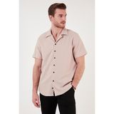 Buratti Regular Fit Apaş Yaka Kısa Kollu Gömlek Erkek Gömlek CF24S117927 - Bej