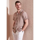 Buratti Regular Fit Apaş Yaka Kısa Kollu Gömlek Erkek Gömlek CF24S117929 - Camel