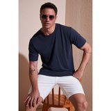 Buratti Regular Fit Bisiklet Yaka Basic T Shirt Erkek T Shirt 5902924 - İndigo