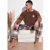 Buratti Regular Fit Bisiklet Yaka Kışlık Yumuşak Dokulu Polar Erkek Pijama Takımı 6096100 CAMEL