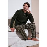 Buratti Regular Fit Bisiklet Yaka Kışlık Yumuşak Dokulu Polar Erkek Pijama Takımı 6096100 HAKİ