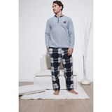 Buratti Regular Fit Bisiklet Yaka Kışlık Yumuşak Dokulu Polar Pijama Takımı Erkek Pijama Takımı 6096100 - Gri