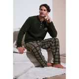 Buratti Regular Fit Bisiklet Yaka Kışlık Yumuşak Dokulu Polar Pijama Takımı Erkek Pijama Takımı 6096100 - Haki - 2XL