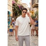 Buratti Regular Fit Bisiklet Yaka Oysho Kumaş T Shirt Erkek T Shirt 5904091 - Ekru - XL