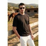 Buratti Regular Fit Bisiklet Yaka Oysho Kumaş T Shirt Erkek T Shirt 5904091 - Siyah