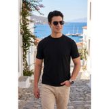 Buratti Regular Fit Çizgili Dokulu Bisiklet Yaka Erkek T Shirt 5904023 SİYAH