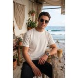 Buratti Regular Fit Çizgili Dokulu Bisiklet Yaka T Shirt Erkek T Shirt 5904023 - Beyaz - 2XL