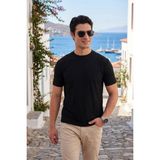 Buratti Regular Fit Çizgili Dokulu Bisiklet Yaka T Shirt Erkek T Shirt 5904023 - Siyah