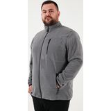 Buratti Regular Fit Dik Yaka Fermuarlı Büyük Beden Polar Erkek Hırka 5906028B GRİ