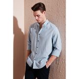 Buratti Regular Fit Düğmeli Yaka % 100 Pamuk Gömlek Erkek Gömlek CF20S111871 - Koyu Turkuaz