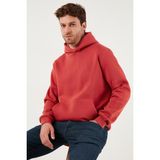 Buratti Regular Fit Kapüşonlu Kanguru Cepli İçi Tüylü Yumuşak Şardonlu Erkek Sweat 5905281 BAYRAK KIRMIZI
